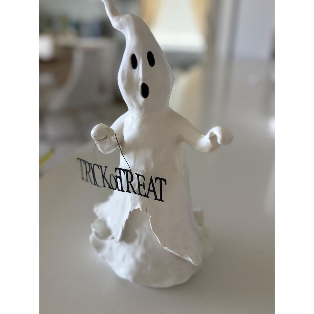 Vintage Kirkland Trick or Treat Ghost 13" Halloween Figurine Rustic Folk Art - Picture 4 of 9